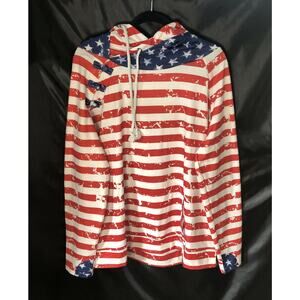 4XL Red White & Blue Flag Raglan Nursing Hoodie Rogue Society Apparel Women's